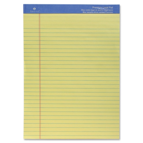 Sparco Prem. Grade Yellow Legal Ruled Pad- 50 sheets