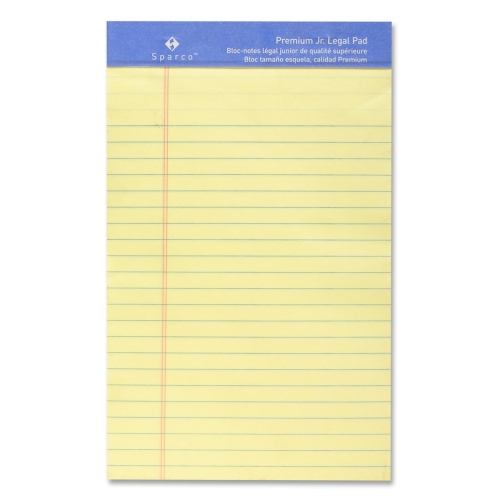 Sparco 5&quot; x 8&quot; Canary Jr Legal Pad 50 Sheets Per Pad