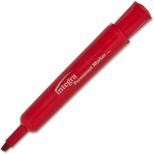 Integra Chisel Tip Permanent Markers, Red, 12 per Pack,