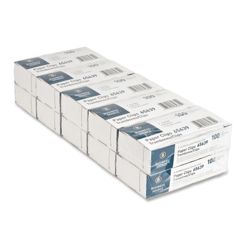 Business Source Jumbo Paper Clips 100/Box 10 Boxes/Pack