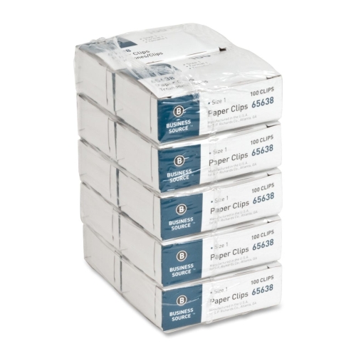 Business Source Std Paper Clips 100/Box 10 Box/Pack 