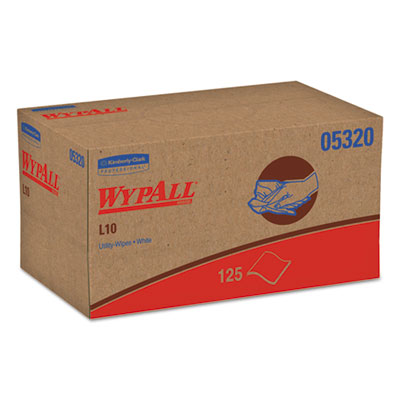L10 Wypall Utility Wipes White 9&quot; x 10.5&quot; Pop-Up Box