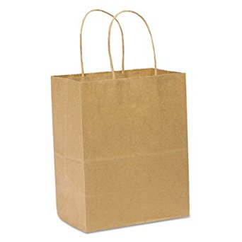 8 x 4-3/4 x 10-1/4 Kraft Paper Handled Bag 250 Per Case