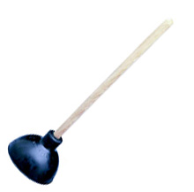 Industrial Professional Plunger, Blk/wood, 6/Case