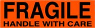 2 x 5-3/8 &quot;Fragile Handle w/ Care&quot; Black/Red 500/Rl
