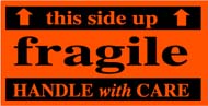 3 x 5 &quot;Fragile This Side Up HWC&quot; Black/Red 500/Rl