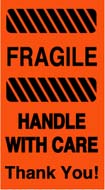 4 x 6 &quot;Fragile Handle With Care&quot; Black/Red 500/Rl