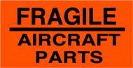 3 x 5 &quot;Fragile Aircraft Parts&quot; Black/Red 500/Rl