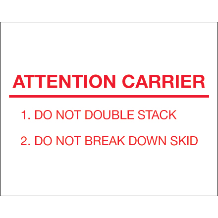 8&quot; X 10&quot; - &quot;ATTENTION CARRIER&quot;  LABELS 250/ROLL