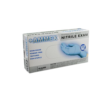 Ammex Nitrile Small Blue Exam  Grade Glove Powder Free 100/Bx