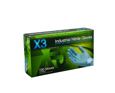 Ammex X3 Blue Nitrile Small Gloves Powder Free 100 Per Box
