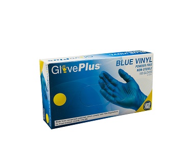 Ammex Blue Vinyl Gloves Large Powder Free 100 Per Box