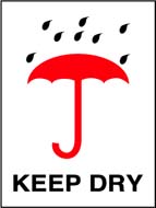 3 x 4 &quot;Keep Dry&quot; Label Blk/Red on Wht, 500/Roll