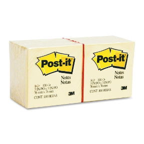 3M Post-It Notes 3&quot; x 3&quot; Ylw 100/Pad 12 Pads/Pack 