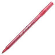 BIC ROUND STIC MEDIUM RED BALLPOINT PENS 12/BOX