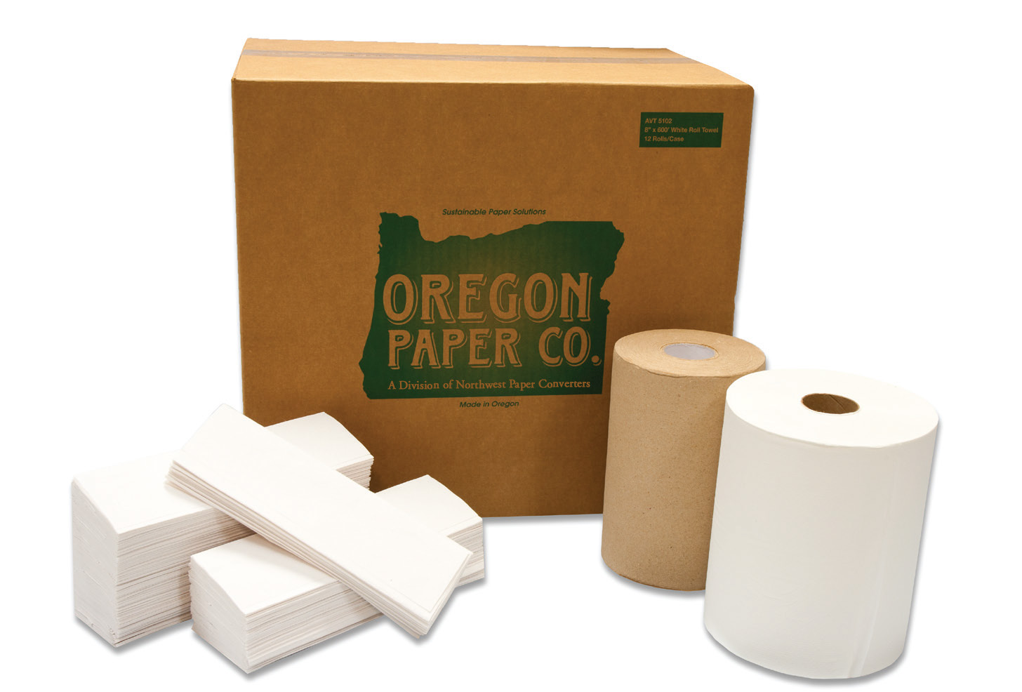 2-Ply 600&#39; Center-Pull Towel &quot;Oregon Paper&quot; 6 Rolls/Case