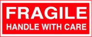 2 x 5 &quot;Fragile Handle w/ Care&quot; Red/White 500/Rl