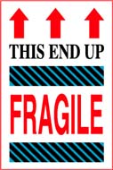 4 x 6 &quot;Fragile/This End Up&quot; Red/White 500/Rl