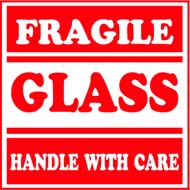 5 x 5 &quot;Fragile Glass Handle With Care&quot; Red/White 500/Rl