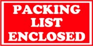 1-1/2 x 3 &quot;Packing List Enclosed&quot; Red/White 500/Rl