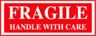 1-1/2 x 4 &quot;Fragile Handle w/Care&quot; Red/White 500/Rl