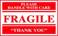 2-1/2 x 4 &quot;Fragile/Handle With Care&quot; Red/White 500/Rl