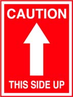 3 x 4 &quot;Caution This Side Up&quot; Red/White 500/Rl