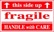 3 x 5 &quot;This Side Up Fragile HWC&quot; Red/White 500/Rl
