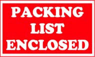 3 x 5 &quot;Packing List Enclosed&quot; Red/White 500/Rl