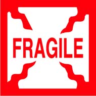 6 x 6 &quot;Fragile&quot; Red/White 500/Rl