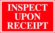 3 x 5 &quot;Inspect Upon Receipt&quot; Red/White 500/Rl