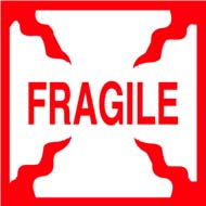 4 x 4 Fragile Label 500 Per Roll