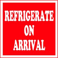 4 x 4 &quot;Refrigerate Upon Arrival&quot; Red/White 500/Rl