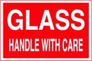 4 x 6 &quot;Glass Handle With Care&quot; Red/White 500/Rl