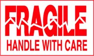 3 x 5 &quot;Fragile Handle With
Care&quot; Red/White 500/Rl
Price Per Roll