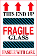 4 x 6 &quot;This End Up - Fragile Glass - HWC&quot; Red/White 500/Rl