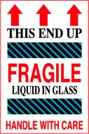4 x 6 &quot;This End Up - Fragile
- Liquid In Glass - HWC&quot;
Red/White 500/Rl
Price Per Roll