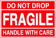 4 x 6 &quot;Fragile - Do Not Drop&quot; Red/White 500/Rl